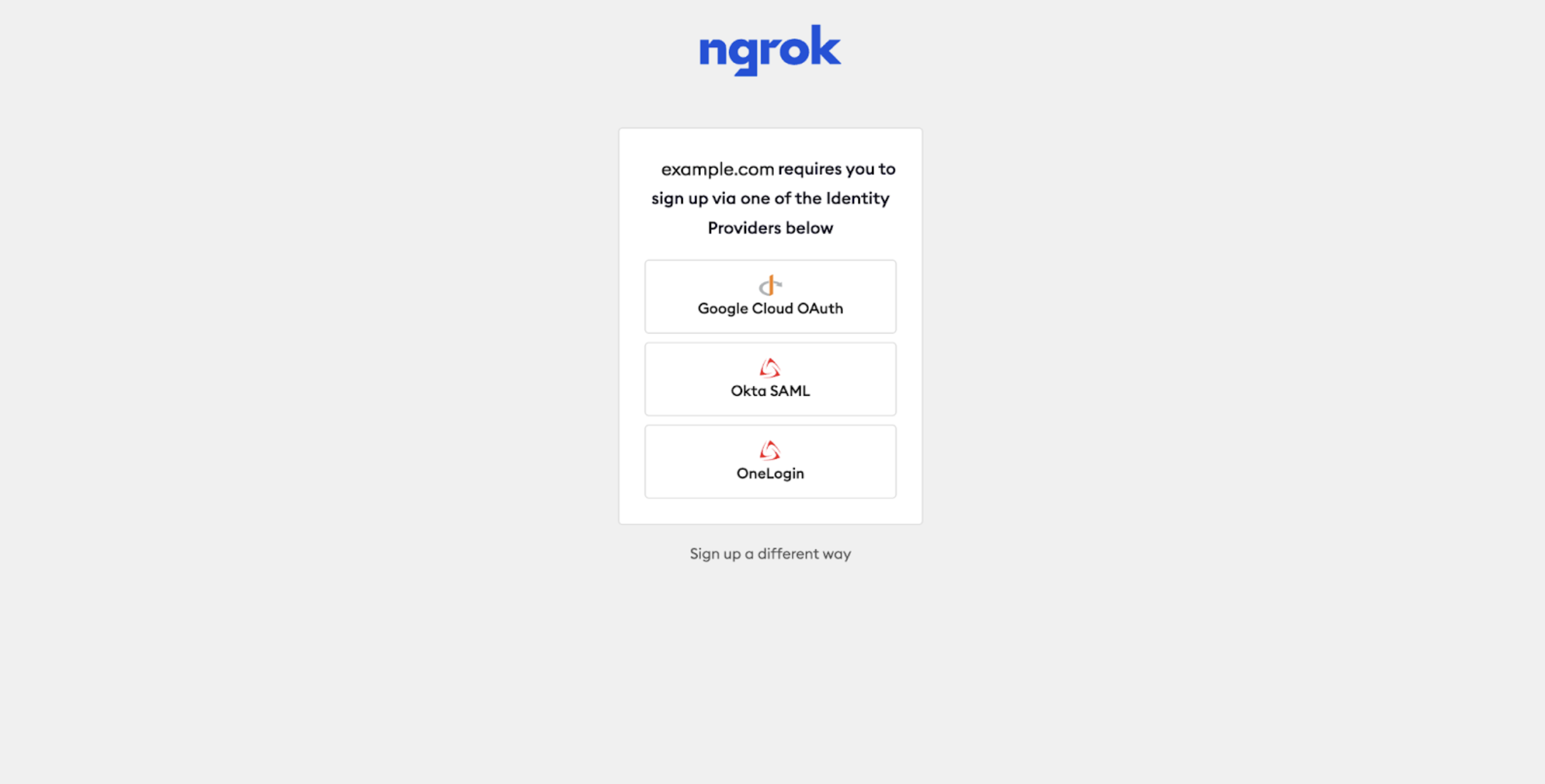 Identity provider selection screen